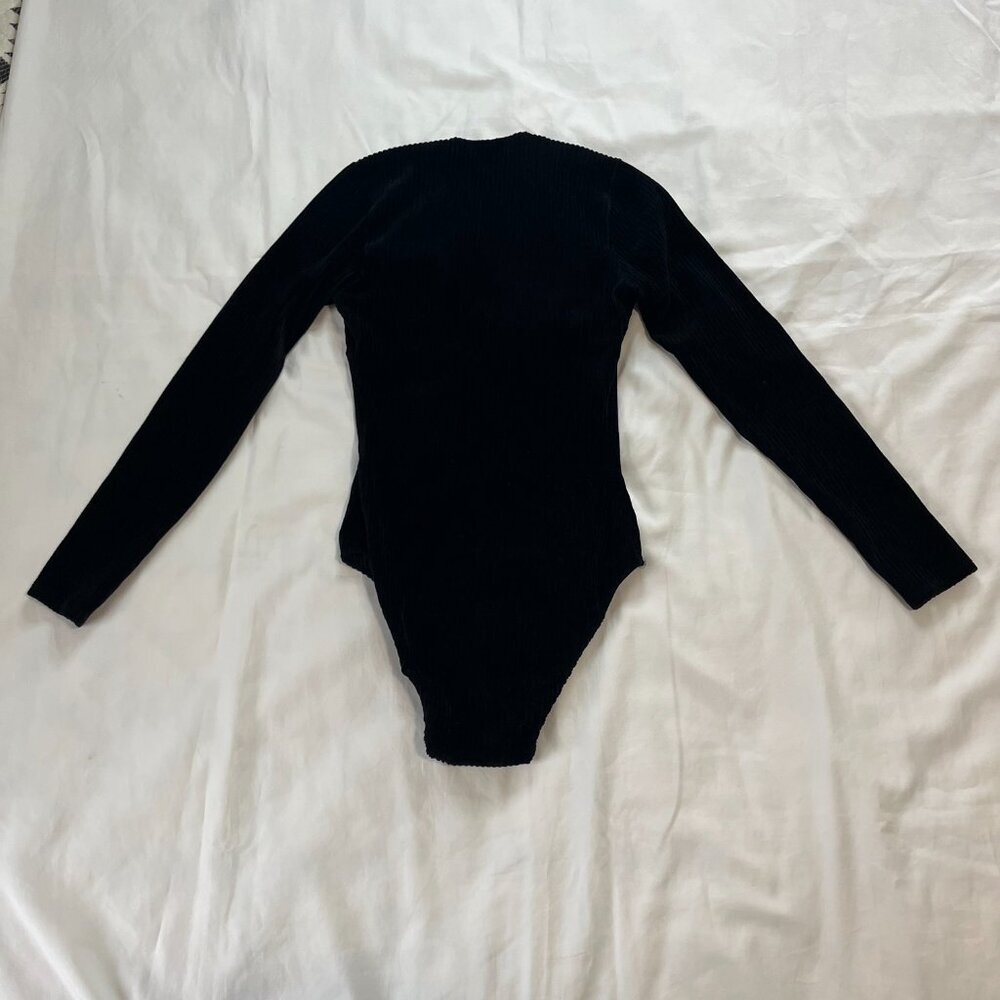 Icone Lingerie Black Velvet Ribbed Jessy Body Noir Bodysuit | Size M - Picture 7 of 7